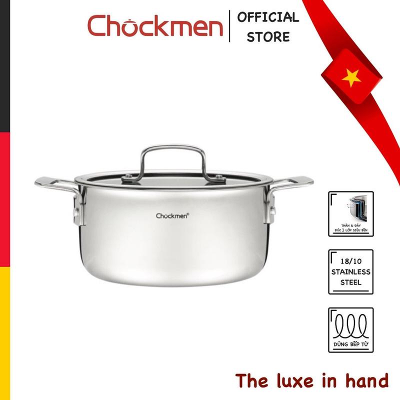Nồi Inox CHOCKMEN * SMARTCHOICE Inox 304 Nồi Luộc Đun Bếp Từ Nồi Đa Năng Nồi Canh Nồi Hầm Size 18-20-24CM