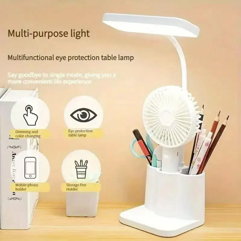 Rechargeable Desk Lamp, Desk Light with Pen Holder, Dimmable LED Desk Lamp for Home Office Study Room 6