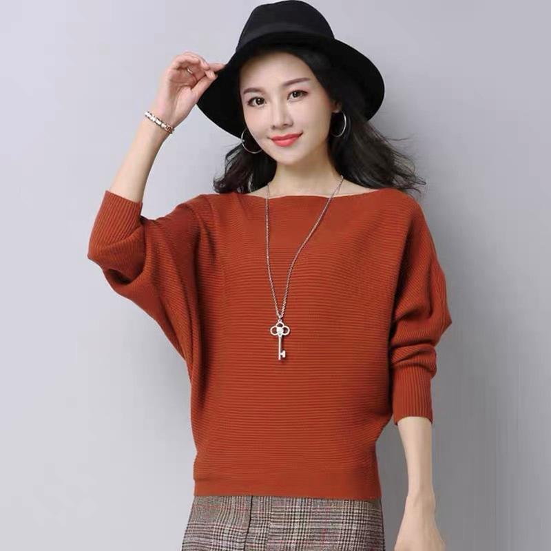 MS089 Áo len cánh dơi cổ thuyền sang trọng Len Nữ Top