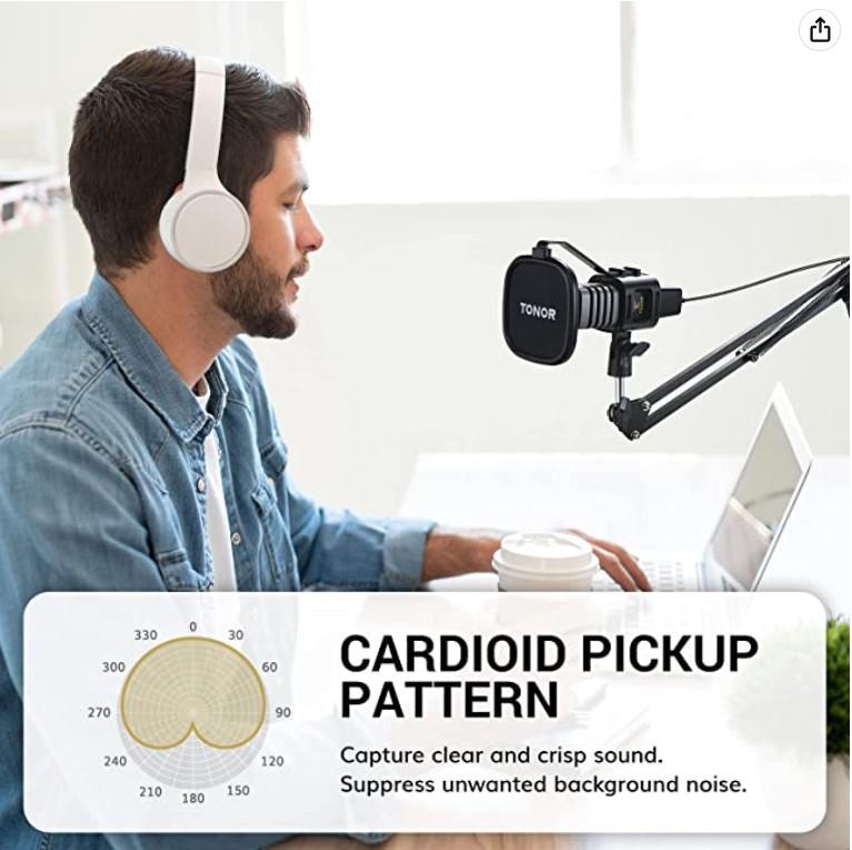 TONOR TC30+ USB Microphone Kit, Podcast PC Cardioid Condenser Studio Computer Mic Bundle with Adjustment Boom Arm Stand for Recording Gaming Streaming Singing YouTube Video Voice Over 3