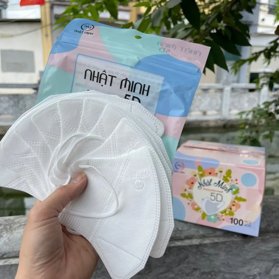 Hộp 100 Chiếc Khẩu Trang 5D Nhật Minh 3 Lớp Kháng Khuẩn Cao Cấp