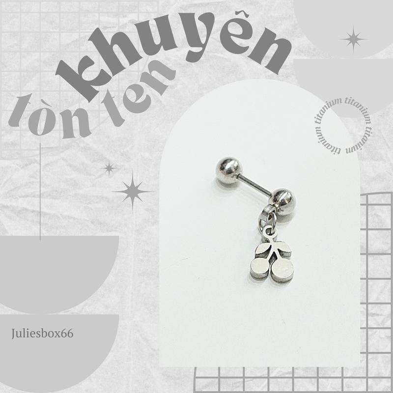   1 Chiếc   BẤM  Khuyên Tai Unisex Có Charm Cherry Bi Tròn Không Gỉ  1 CHIẾC  Khuyên tai chất liệu thép không gỉ TÒN TENG CHERRY Không Gỉ Không Kích Ứng juliesbox  BẤM Không Ngứa Bông Tai Julies Box 66 