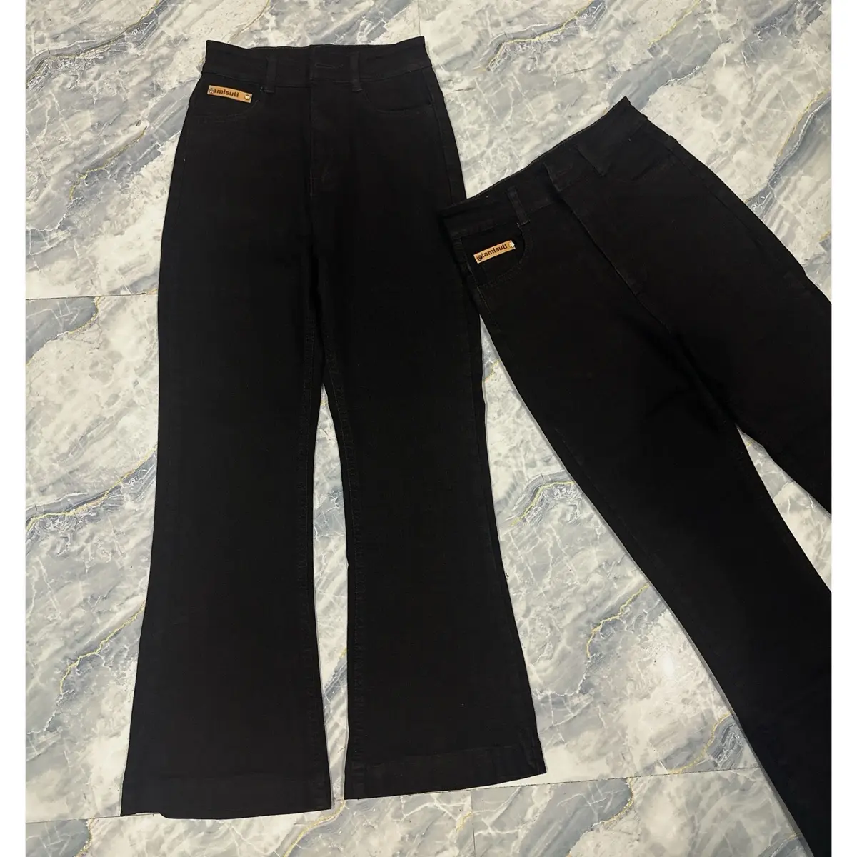 [Dài 95cm] Quần Jeans Ống Loe Màu Đen Trơn Dài 95cm  Women