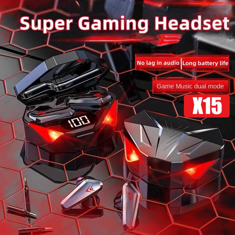 Tai nghe chơi game x15 TWS tai nghe Bluetooth tai nghe không dây khử tiếng ồn có Mic sạc âm thanh không thấm nước âm thanh nổi cáp chơi game USB bộ nạng Ngón Tay trò chơi Có Thể Sạc Lại kỹ thuật số miễn phí đi kèm
