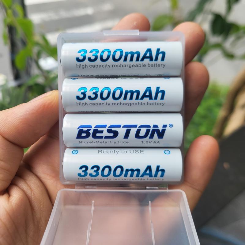 Hộp 4 pin sạc AA 3300mAh Beston dùng cho micro, máy ảnh, đồng hồ treo tường