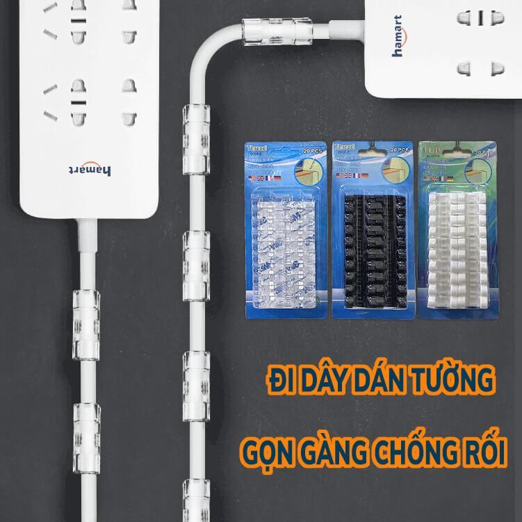 2 Vỉ Nẹp Đi Dây Cáp Điện Dán Tường Chống Rối & Thu Gọn Dây Điện Sáng Tạo Tiện Lợi