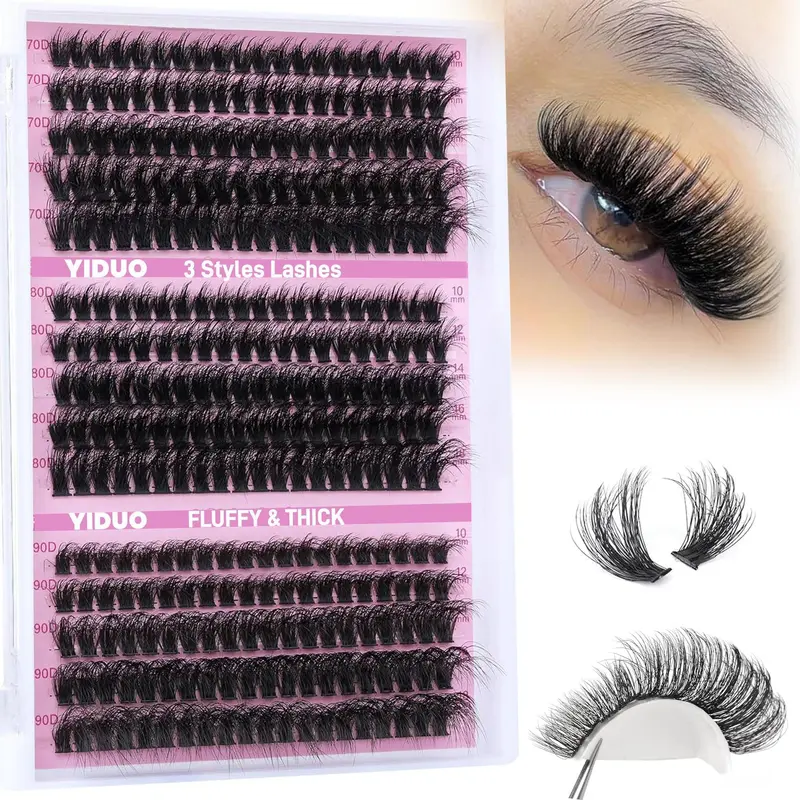 Natural Look Eyelash Extensions, 1 Box Individual False Eyelashes, Self Grafting Curl Eyelashes, Eye Makeup Enhancement False Eyelashes, Curl Cluster Lashes Cosmetic Kit, DIY Eyelash Extensions, Eyelashes Kit Set, Lash Clusters, High Quality Eyelashes 7
