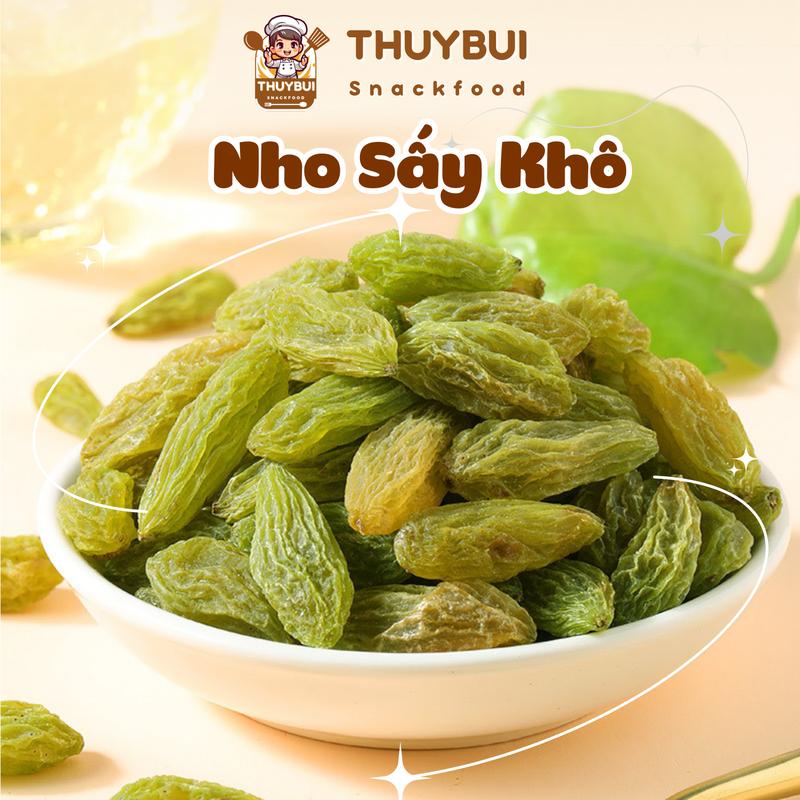 1KG Nho Khô Không Đường Sấy, Nho Khô Mỹ Xanh Sấy Dẻo Hàng LOẠI 1, Tiệm ăn vặt Thuỳ Bùi