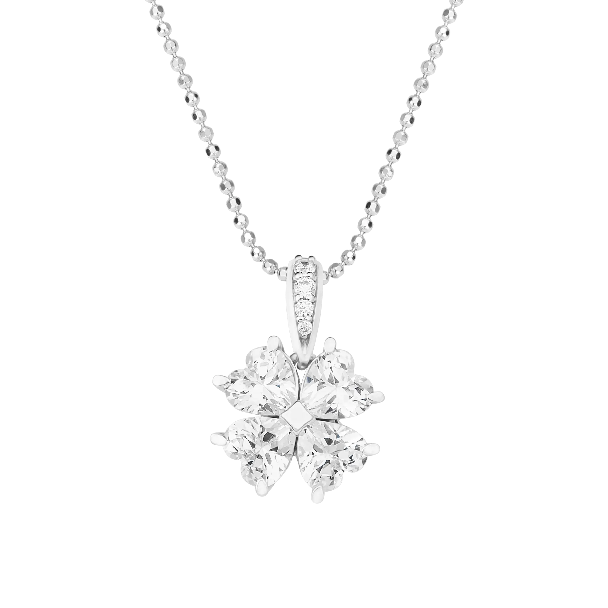 Mặt dây chuyền bạc đính đá PNJSilver cỏ bốn lá XMXMK000067
