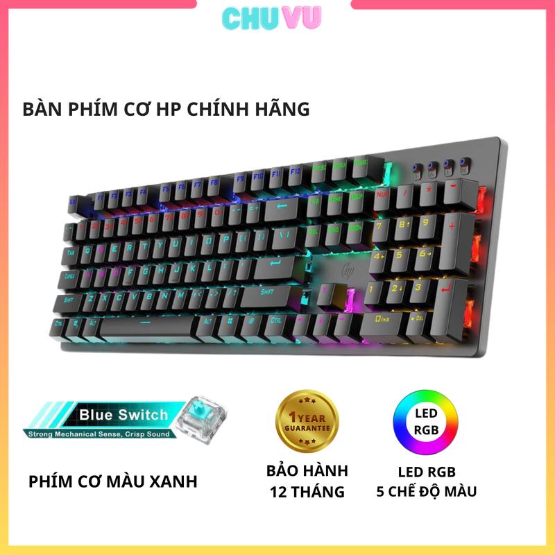 Bàn phím cơ HP K100 Blue switch - LED RGB nhiều chế độ 104 phím, chuyên dùng cho game thủ