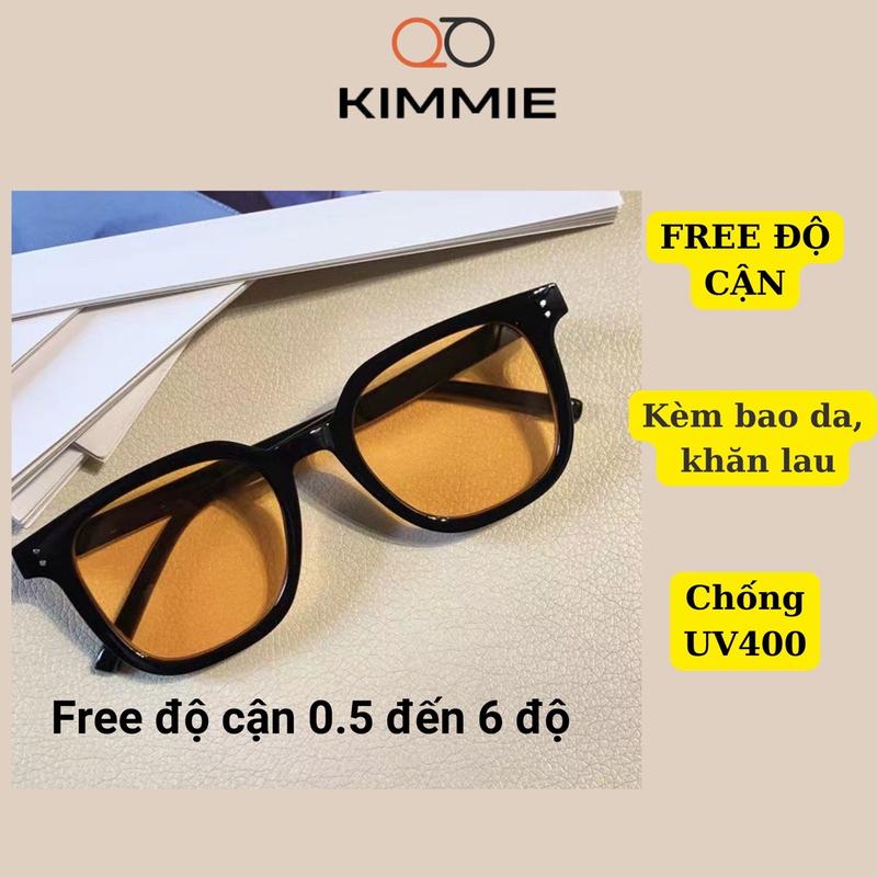 Kính cận vàng trà cắt cận từ 0.5-6 độ full phụ kiện hộp đựng khăn lau kính kính vàng trà hotrrend