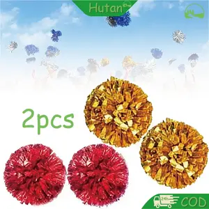 2pcs Pom Pom Cheerleader Bola Bunga Pompom untuk Acara Pemandu Sorak