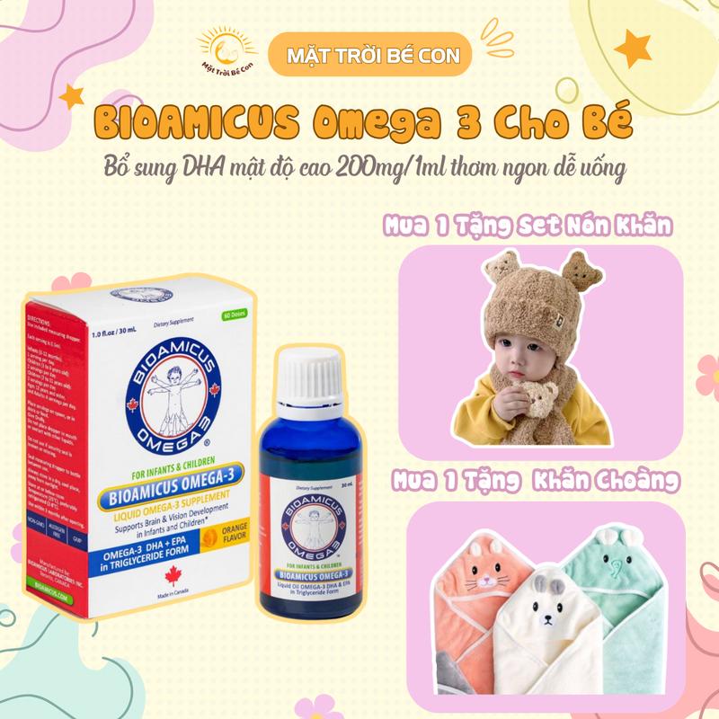 Omega 3 DHA Bioamicus Chai 30ml Vị Cam Thơm Ngon Dễ Uống Vitamin Cho Bé