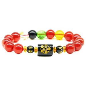 Gelang Tangan Pasangan, Tahun Harimau, Manik Nasib Kristal Lima Elemen, Untuk Wanita dan Lelaki, Tahun Zodiak, Obsidian Imbangan Lima Elemen Merah, Gelang Lelaki