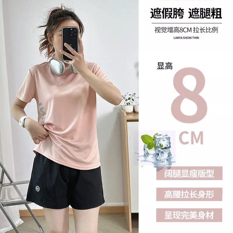Bộ Đồ Thể Thao, Ngoại Cỡ, Dáng Rộng Rãi Và Mỏng, Hàng Mới Về Mùa Hè, Dành Cho Phụ Nữ, Thoáng Khí Và Nhanh Khô, Thích Hợp Chạy Bộ, Áo Phông Ngắn Tay Và Quần Đùi, Bộ Hai Mảnh 4