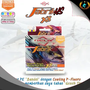 Indostar Surabaya (400m & 500m) Senar Pancing PE Jabrik HS X8 Relix Nusantara Rainbow Multicolor Bonus Leader FC Samar Ikan Umpan