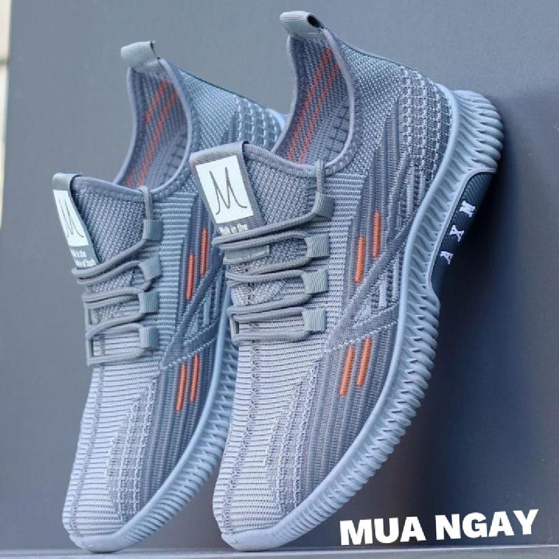 Giày Thể Thao Nam Fashion Shoes MG11 Sneaker Chạy Bộ Tập Thể Thao Size 39-44 Cao Su Running Shoe Sport Sọc Màu Đen Xám