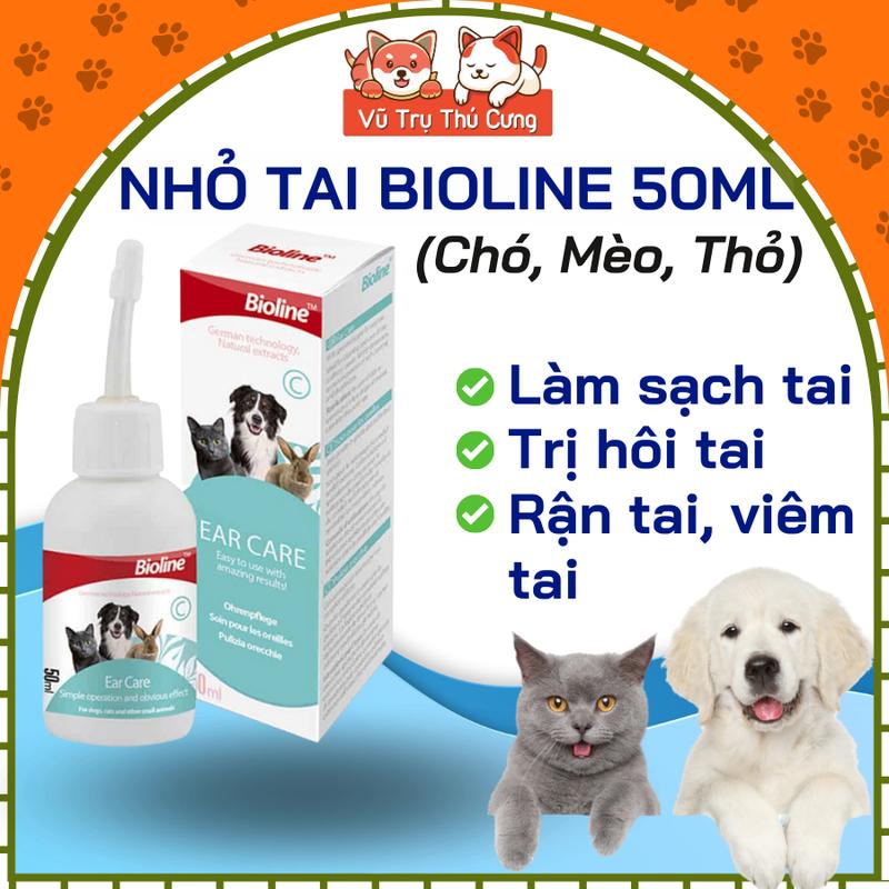 Nước nhỏ tai Bioline 50ml - Vệ sinh và khử mùi hôi trong tai chó mèo