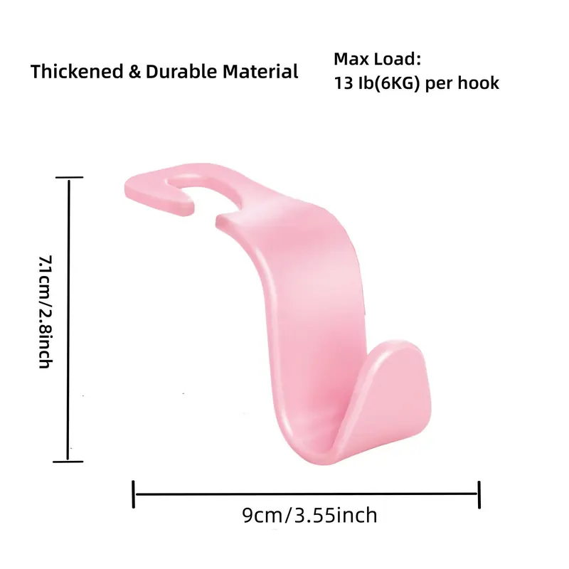 Universal Car Headrest Hook, S-shaped Design Car Back Seat Organizer Hanger, Rotatable Clamp-on Car Storage Hook for Bag Purse Cloth Grocery 5