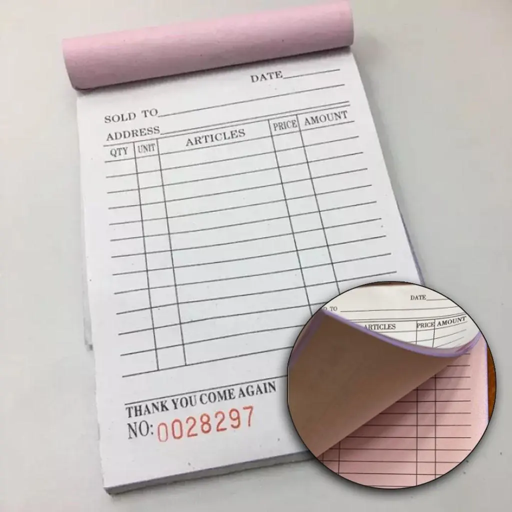 50 pages (25X2 copy) Duplicate receipt sold receipt wholesale price carbonized paper Size 9X13CM