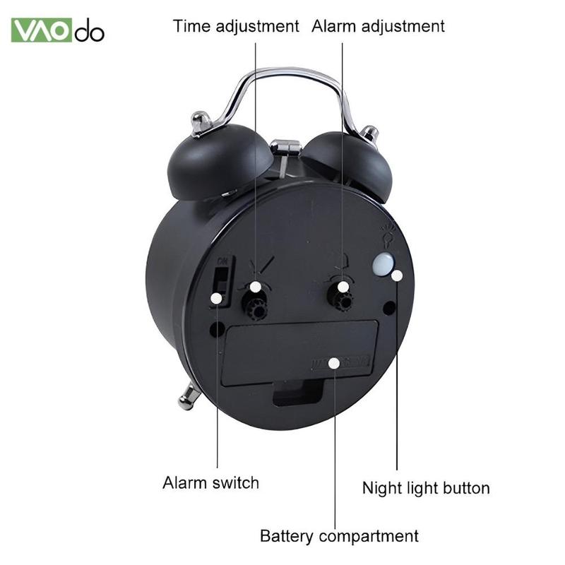 Alarm Clock, 1 Count Loud Alarm Clock, Twin Bell Analog Clock, Battery Operated Design Round Clock with Backlight for Bedroom, Home Goods 1