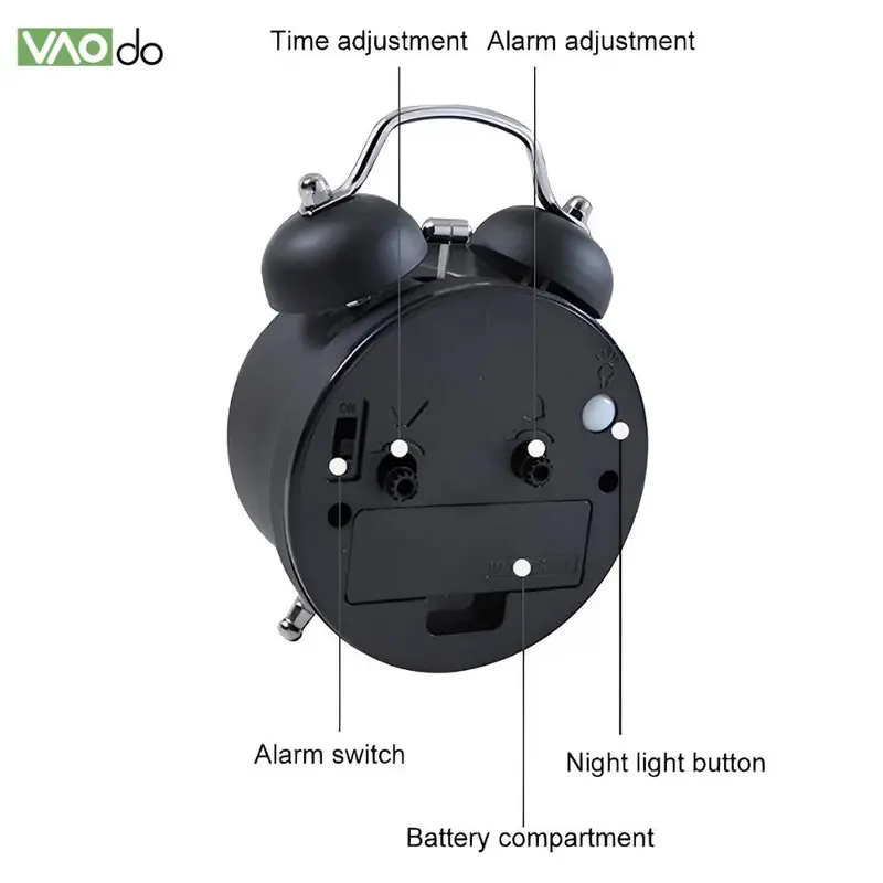 Alarm Clock, 1 Count Loud Alarm Clock, Twin Bell Analog Clock, Battery Operated Design Round Clock with Backlight for Bedroom, Home Goods 1