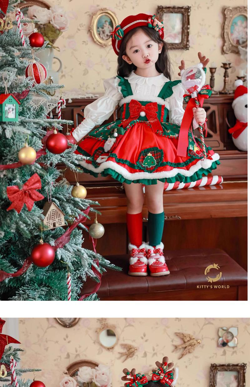 Product Introduction of Quần Áo Giáng Sinh Cho Trẻ Em, Váy In Hình Nai Sừng Tấm, Áo Choàng Đỏ, Váy Mùa Đông Cho Bé Gái, Váy Lolita Và Công Chúa, Phong Cách Phương Tây 16