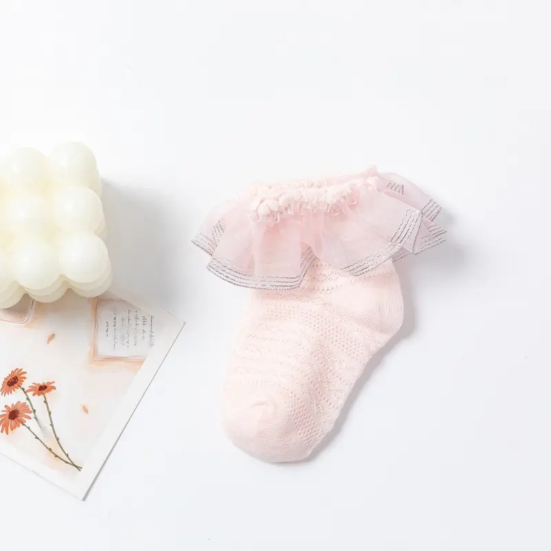 Boboho - Kaos Kaki Renda Anak Bayi Perempuan / Baby Socks Bahan Katun Lembut Cewek Kuning Merah Putih 5