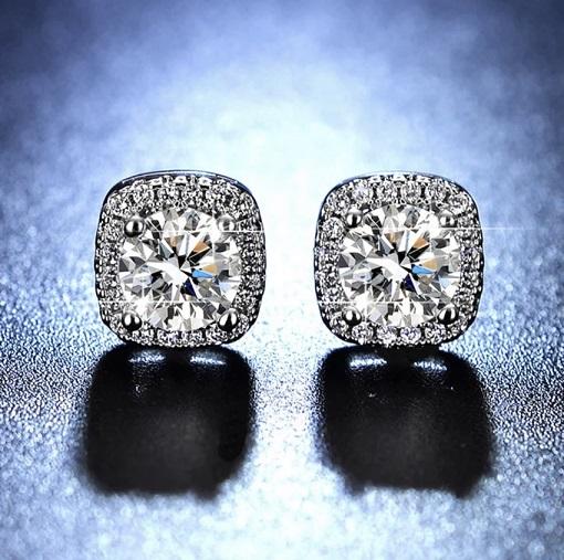 NINA- N023 HOA TAI VUÔNG ĐÍNH ĐÁ CAO CẤP Women Voi Khuyên Tai