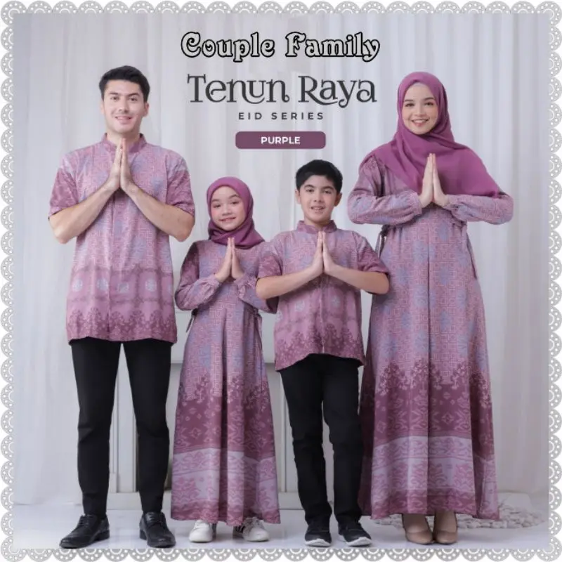 COUPLE FAMILY TENUN RAYA SET/SERAGAM KELUARGA TENUN/GAMIS COUPLE/BAJU ANAK/SERAGAM LEBARAN