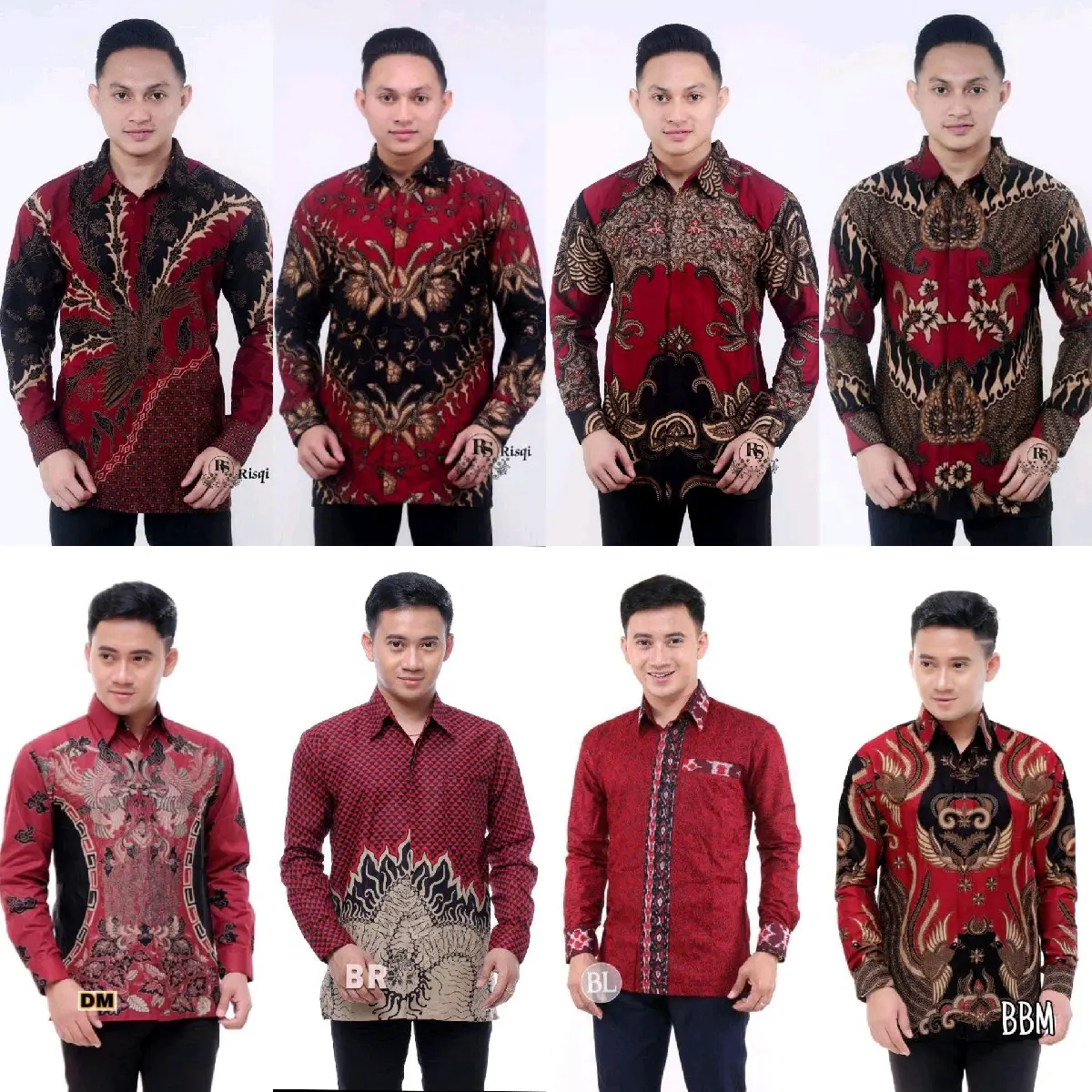 KEMEJA BATIK PRIA WARNA MAROON Katun baju  merah  panjang  lembut  nyaman  seragam  kantor motif