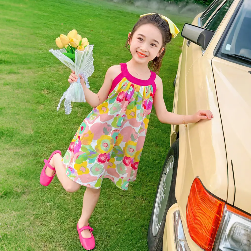 1-10Yrs Baby Girl Sleeveless Dress Summer Girl Vest Princess Dress Girl's  Sunny Garden A-Line
