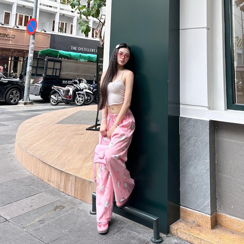 Quần dài hoạt hình hello kitty dễ thương form rộng ống suông dành cho cả BIG SIZE nam nữ siu xinh