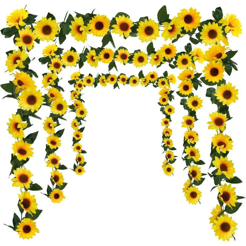 Artificial Sunflower Hanging Vine, 1 Count Faux Sunflower Hanging Vine with Green Leaves, Decorative Hanging Decor for Home Party Wedding 0