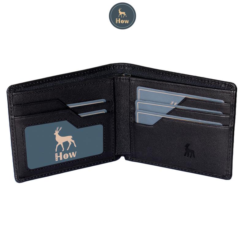 Có Khắc Tên Bóp Nam Cao Cấp HOW Chính Hãng Thiết Kế Nam Tính Chất Da Bò Mastrotto Mềm Mại HN02 Ví Nhiều Ngăn