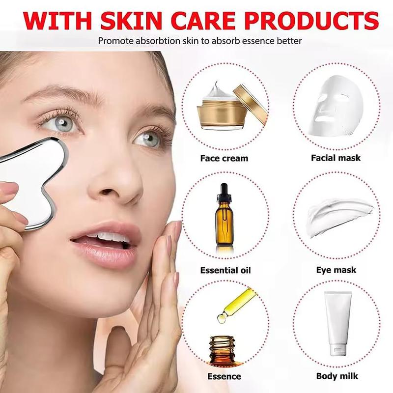 Stainless Steel Gua Sha Facial Tool, Manual Massage Tool for Face, Body, Eyes, Neck, Skin Care Gifts for Women & Men 4