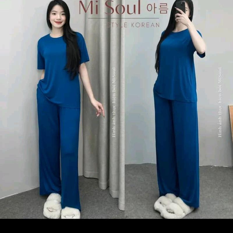 SET BỘ ÁO TAY NGẮN CỔ TRÒN QUẦN DÀI SUÔNG. COTTON LẠNH MỀM MỊN MÁT 1