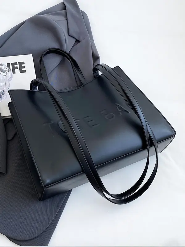 Women's Fashionable Letter Decor Tote Bag, Large Capacity Shoulder Bag for Daily Used, Casual Trendy Versatile Daily Commuting Bag, Girl Fashionable Shopping Bag 5