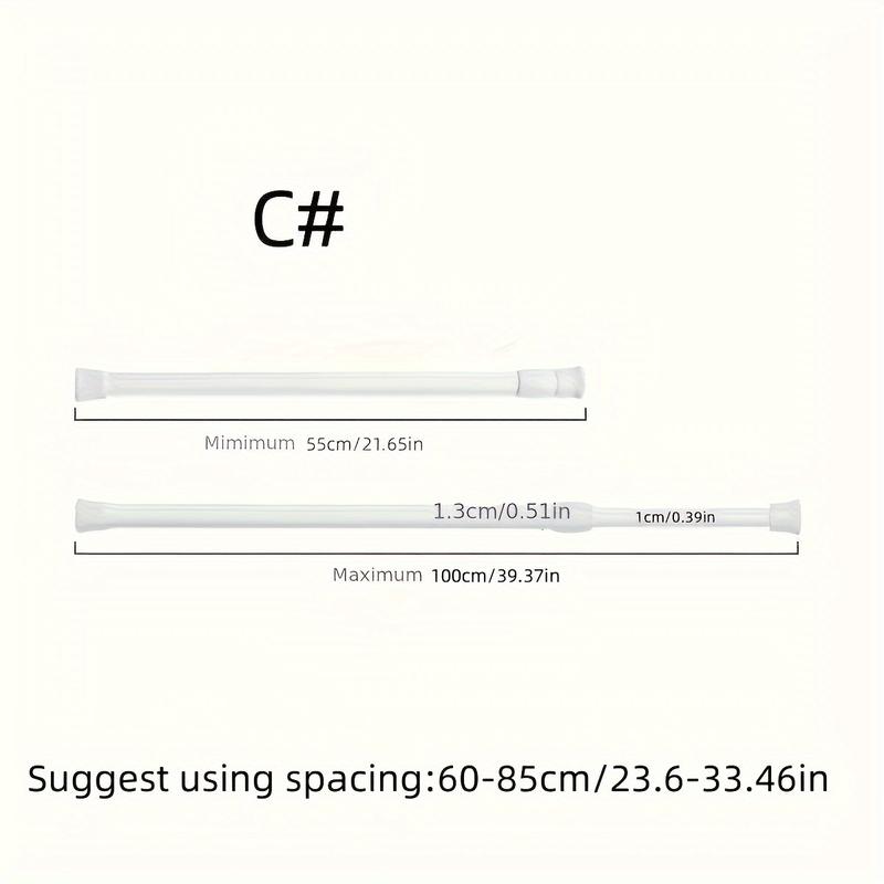Product Introduction of 1 piece of non stamped telescopic rod, built-in spring fixed curtain rod, wall mounted towel rod, fixed decorative shower curtain curtains and door curtains, bathroom accessories 5