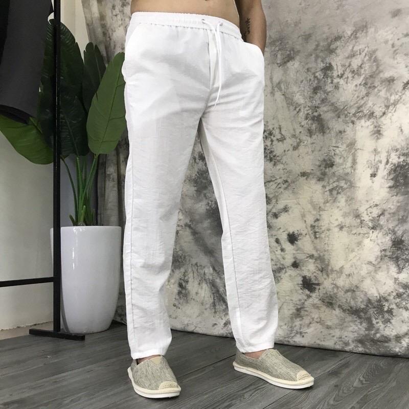 Quần dài Đũi nam ống côn cạp chun dây rút 2