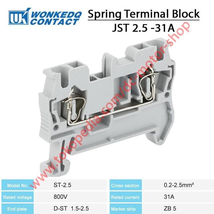 Spring Terminal St4 Grey Jual Terminal Block Din Rail ST-2.5 ST2.5 Grey 2.5mm Spring Terminal ...