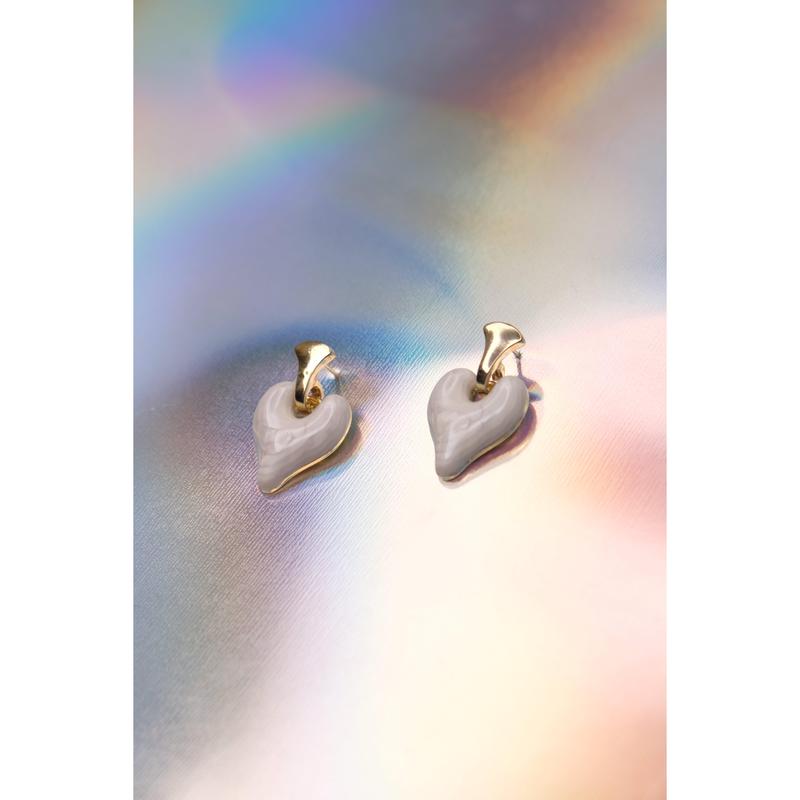 Kaulanada Earrings Anting Drop Gantung Wanita Gold Plated Heart with Sterling Silver Posts 1