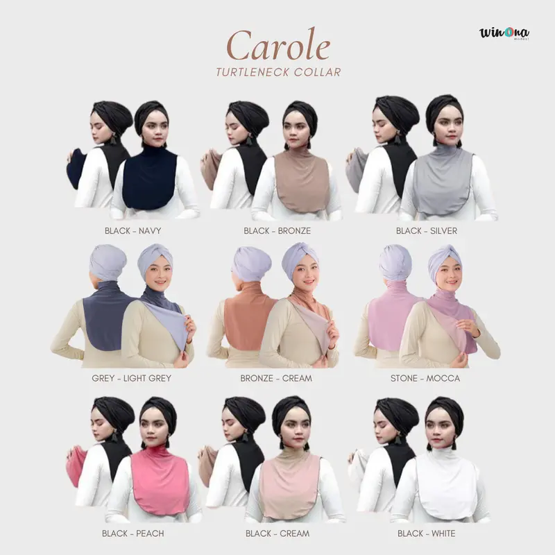 Manset Leher Premium Winonamodest - CAROLE TURTLENECK COLLAR. Penutup leher dua warna Elegan yang bisa dipakai bolak-balik. 8