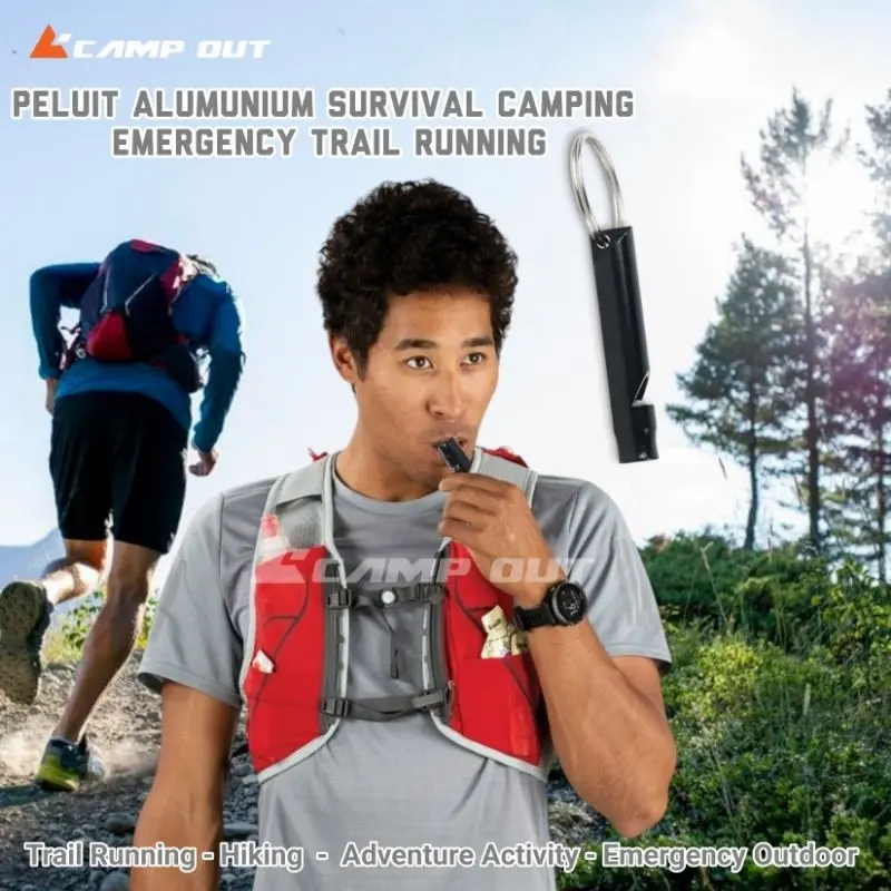 Peluit Alumunium Survival Camping - Short Whistle Keychain - Emergency Trail Running