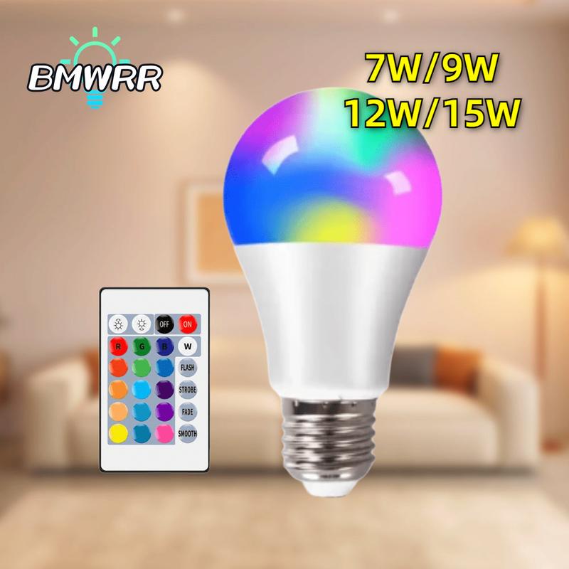 BMWRR E27 RGB LED Remote Control Bulb Christmas Light 7/9/12/15W ...