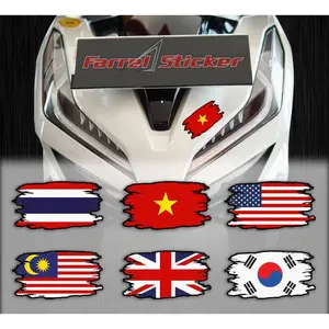 Stiker Bendera Robek Sticker Flag brush Style thailand Inggris Malaysia Korea Japan