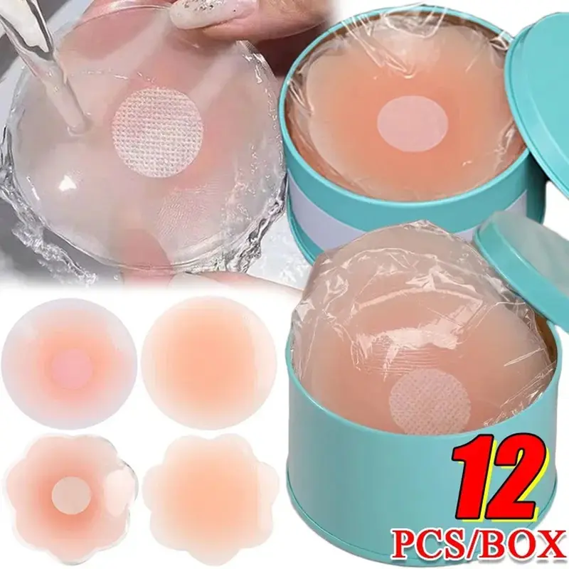 12 buah / Kotak Silicone Backless Bra / Wings Bra / Wing Bra / Nu Bra / Invisible Bra / Nipple Silicone Pad Bra Tempel Import Premium Bh 0