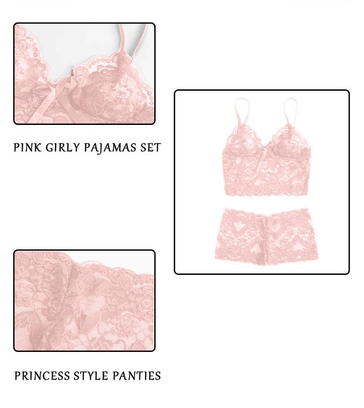 Product Introduction of LOPNT Women's Sexy Lingerie Lace Perspective Underwear Printing Hollow Out Breathable Bra Set Sling Top Panties Female Sleepwear 13