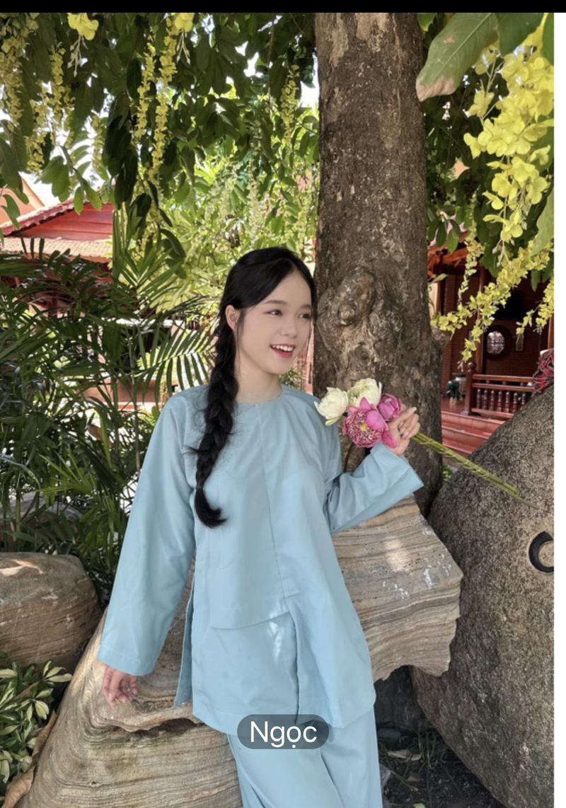 Product Introduction of pháp phục lễ chùa - Mẫu Vạt Hò Cúc Bấm 6