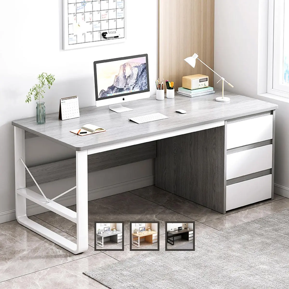 Lavini Computer Desk Large Desktop Table Home Economic Office Study ...